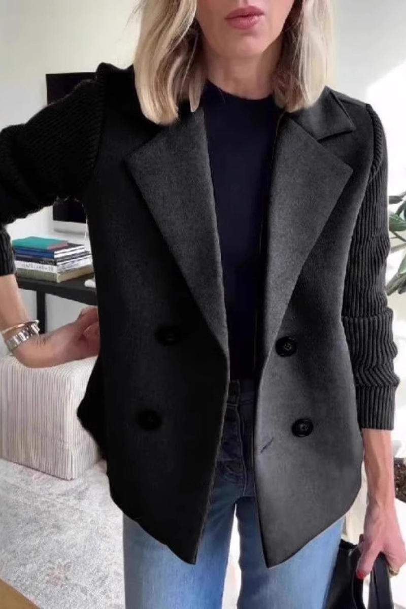 Elegant Woolen Patchwork Coat