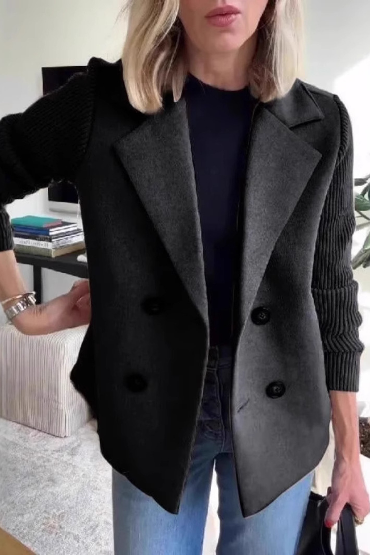 Elegant Woolen Patchwork Coat
