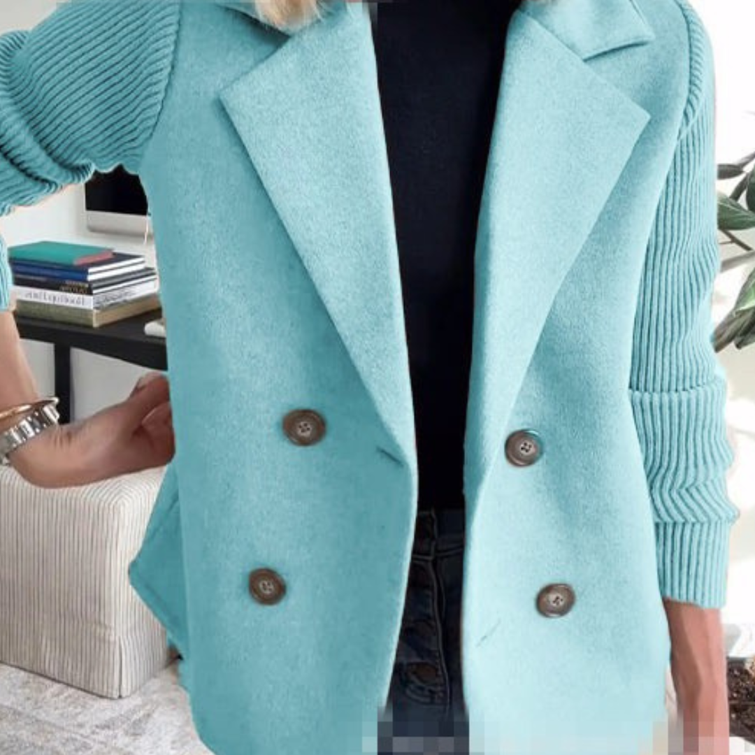 Elegant Woolen Patchwork Coat