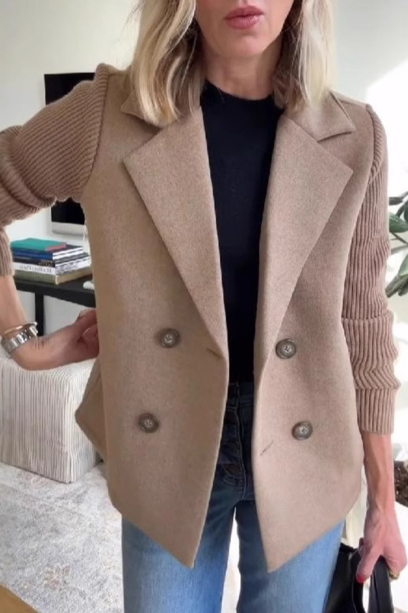 Elegant Woolen Patchwork Coat