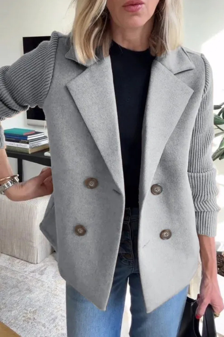 Elegant Woolen Patchwork Coat