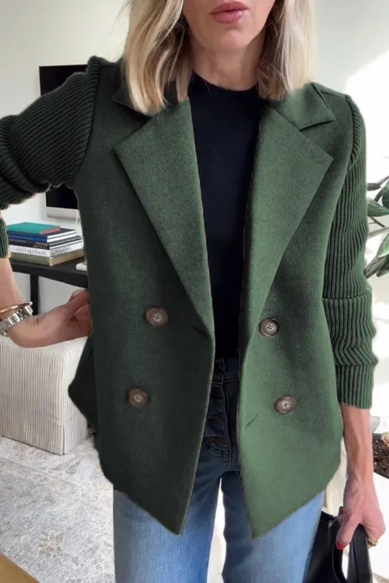 Elegant Woolen Patchwork Coat