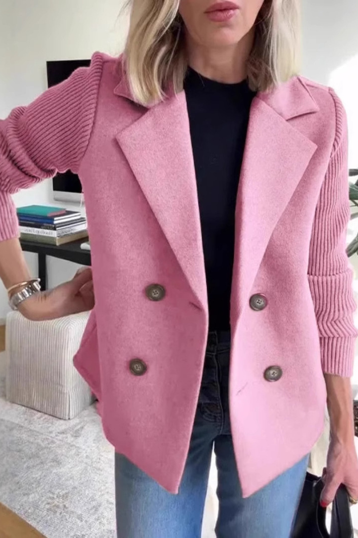 Elegant Woolen Patchwork Coat