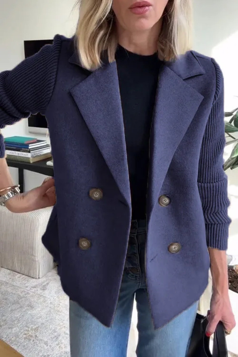Elegant Woolen Patchwork Coat