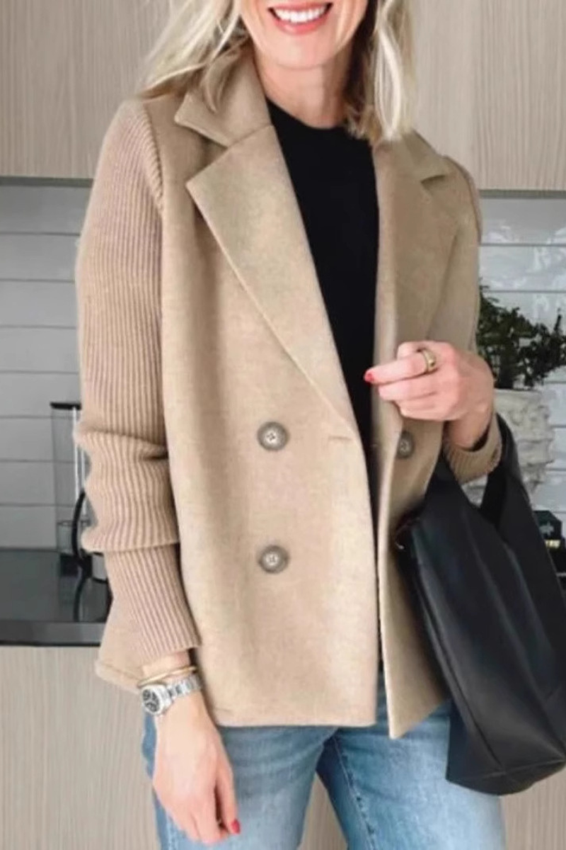 Elegant Woolen Patchwork Coat